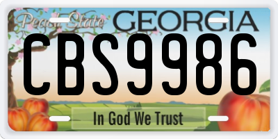 GA license plate CBS9986