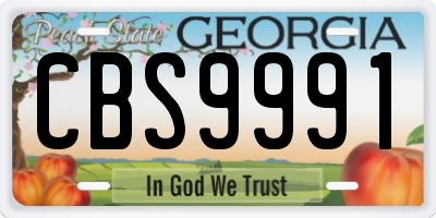 GA license plate CBS9991