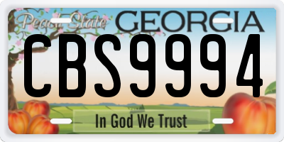 GA license plate CBS9994
