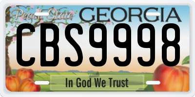 GA license plate CBS9998