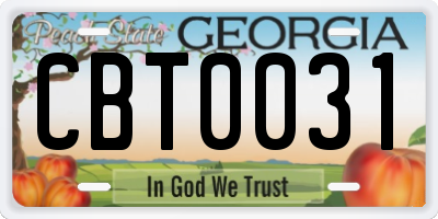 GA license plate CBT0031