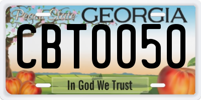 GA license plate CBT0050