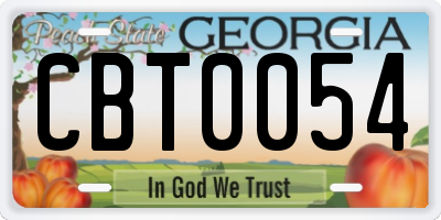 GA license plate CBT0054