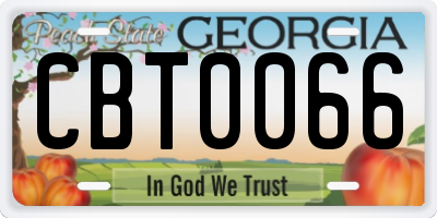 GA license plate CBT0066