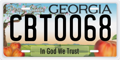GA license plate CBT0068