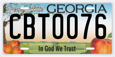 GA license plate CBT0076