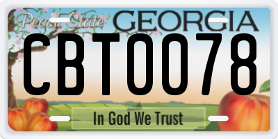 GA license plate CBT0078