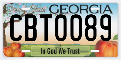 GA license plate CBT0089