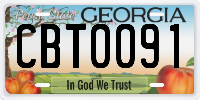 GA license plate CBT0091