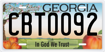 GA license plate CBT0092