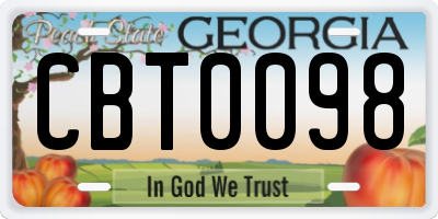 GA license plate CBT0098