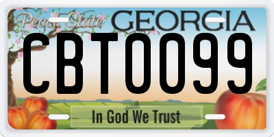 GA license plate CBT0099