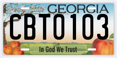 GA license plate CBT0103