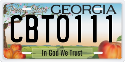 GA license plate CBT0111