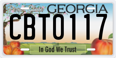 GA license plate CBT0117