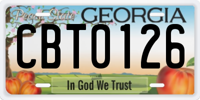GA license plate CBT0126