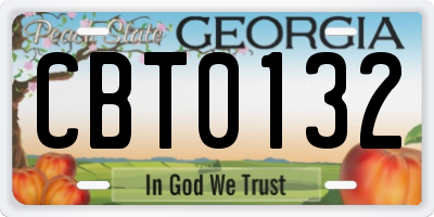 GA license plate CBT0132