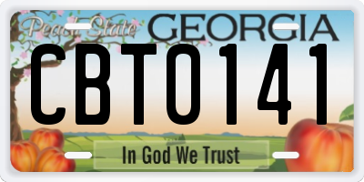 GA license plate CBT0141