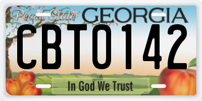 GA license plate CBT0142