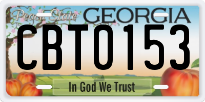 GA license plate CBT0153