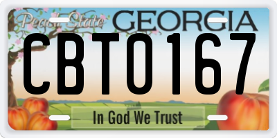 GA license plate CBT0167