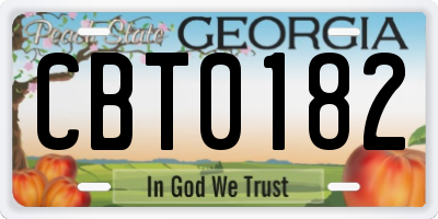 GA license plate CBT0182