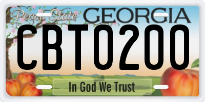 GA license plate CBT0200