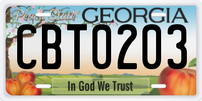 GA license plate CBT0203