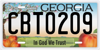 GA license plate CBT0209