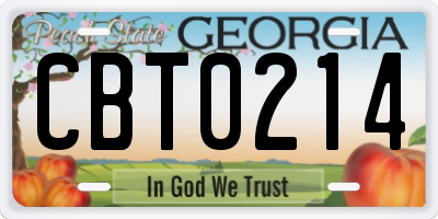 GA license plate CBT0214