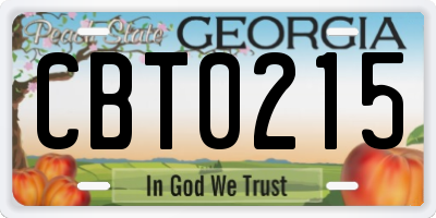 GA license plate CBT0215