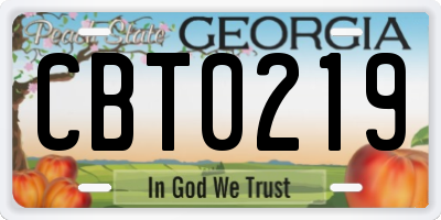GA license plate CBT0219