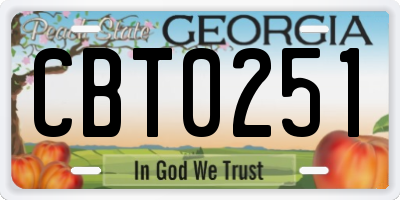GA license plate CBT0251