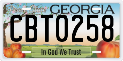 GA license plate CBT0258