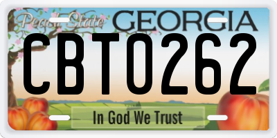 GA license plate CBT0262