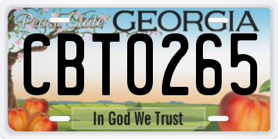 GA license plate CBT0265