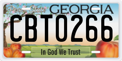 GA license plate CBT0266