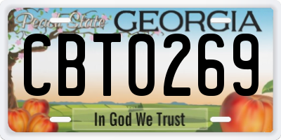 GA license plate CBT0269