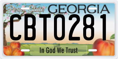 GA license plate CBT0281