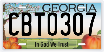 GA license plate CBT0307