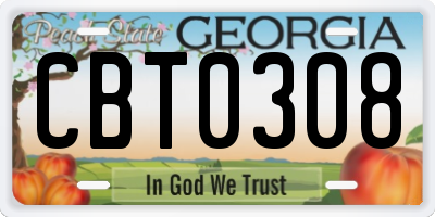 GA license plate CBT0308
