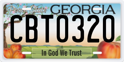 GA license plate CBT0320