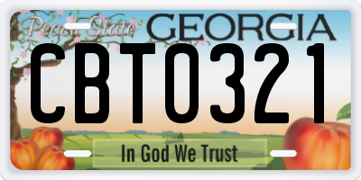 GA license plate CBT0321