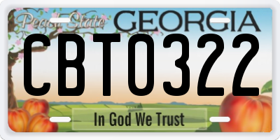 GA license plate CBT0322