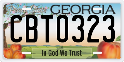 GA license plate CBT0323