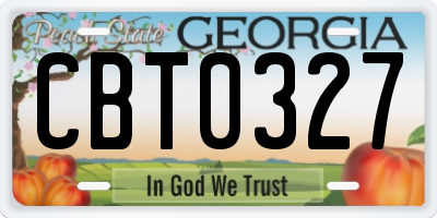 GA license plate CBT0327