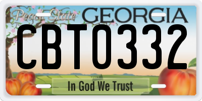 GA license plate CBT0332