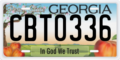 GA license plate CBT0336