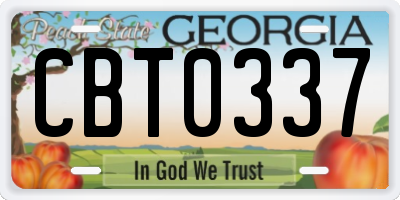 GA license plate CBT0337