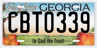 GA license plate CBT0339